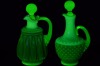 Uranium Glass - Gibson - Cruet Decanters x2