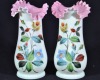 Uranium Glass- Victorian glass - Milk Glass Vases x 2 - 2