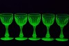 Uranium Glass - Cut Crystal - Ap&eacute;ritif glasses x5