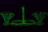 Uranium Glass - Art Deco - 3 pc cruet set
