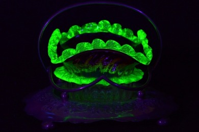 Uranium Glass - Edwardian Glass - Jam pot