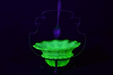 Uranium Glass - Edwardian Glass - Jam pot