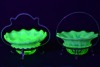 Uranium Glass - Edwardian Glass - Jam pot x 2