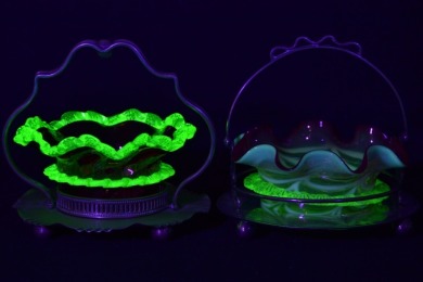 Uranium Glass - Edwardian Glass - Jam pot x 2