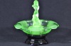 Uranium Glass - Depression glass - float bowl - 2