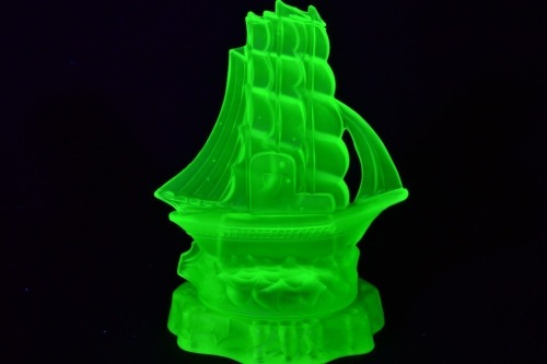 Uranium Glass - Depression glass - Flower Frog
