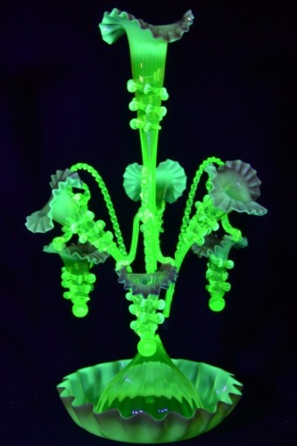 Uranium Glass - Victorian Glass - Epergne