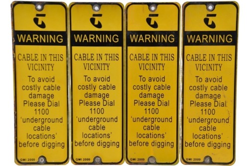 Enamelled sign - Telstra cable locator x4