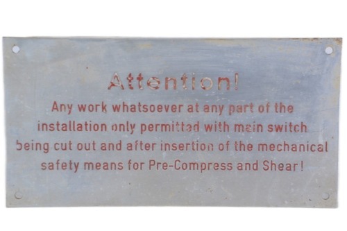 Engraved sign - Shearing