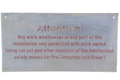 Engraved sign - Shearing