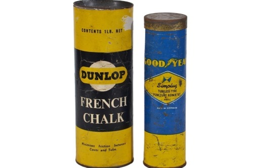 Garagenalia - tins x 2 - Dunlop and Goodyear