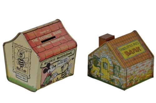 Money Boxes x2 - Three Little Pigs & The Savings Bank of South Australia