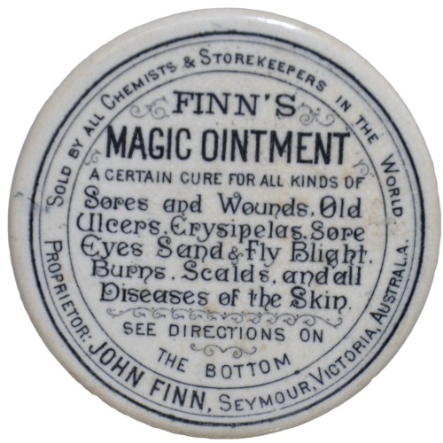 Pot Lid - John Finn, Seymour Victoria, Finn's Magic Ointment