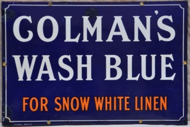 Enamel Sign - Coleman's Wash Blue