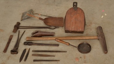 Blacksmith - Group of Blacksmith tools and implements x 15