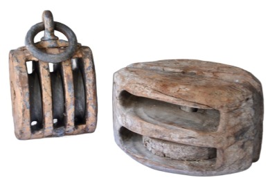 Nautical - Wooden block and tackle x 2