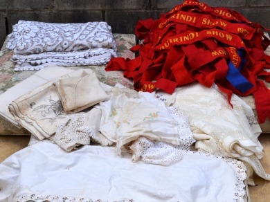 Furniture - Collection of doyleys and show ribbons