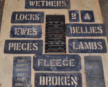 Pioneer - Collection of Bale Stencils and barbed wire display