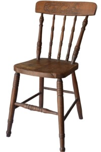 Furniture - Colonial pine spindle backed chair with kanagaroo
