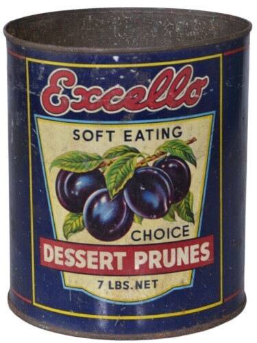 Tin - Excello Dessert Prunes, Griffith NSW - 7 lb