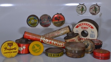 Box Lot - Round tins including boot polish, cleaners & more