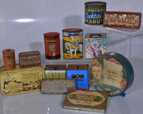 Box Lot - Mixed tins including, Money boxes, Confectionary & more