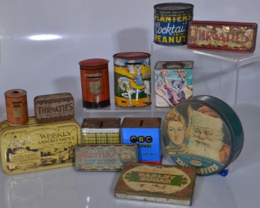 Box Lot - Mixed tins including, Money boxes, Confectionary & more