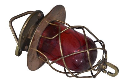 Lamp - electric industrial bunker lamp with red glass