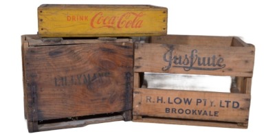 Crates x 3 - Justfrute, Lillymans, Coca Cola