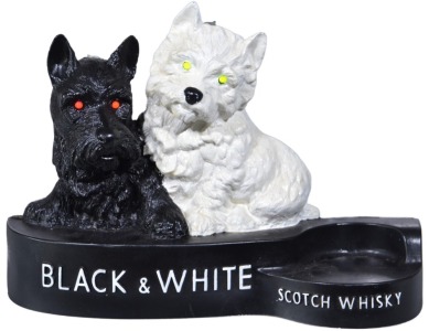 Breweriana - Black & White scotty dogs with light up eyes