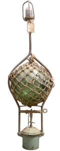 Nautical - Large Glass Bouy with light, Copper frame and battery case.