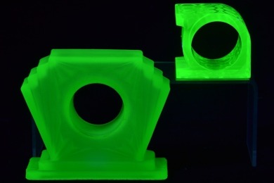 Uranium Glass - Clock Housings x 2