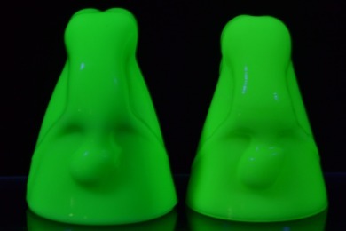 Uranium Glass - 'Bottoms Up' Shot Glass x 2