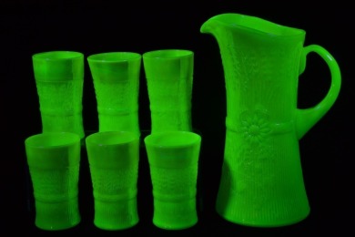Uranium Glass - Gibson Lemonade Set 7pce.