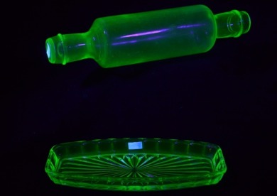 Uranium Glass - Kitchenware x 2