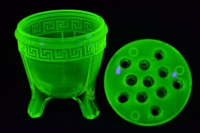 Uranium Glass - Footed Rose Bowl