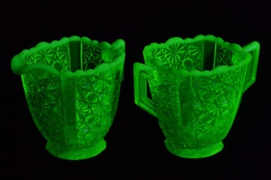Uranium Glass - Creamer and Sugar