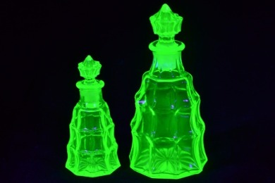 Uranium Glass - Perfume Bottles x 2