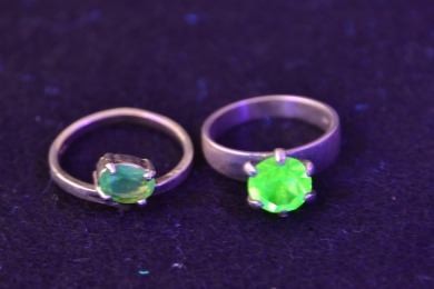 Uranium Glass - Jewellery - Sterling Rings x 2