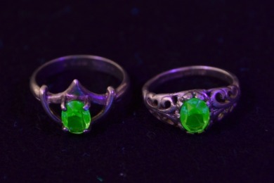 Uranium Glass - Jewellery - Sterling Rings x 2