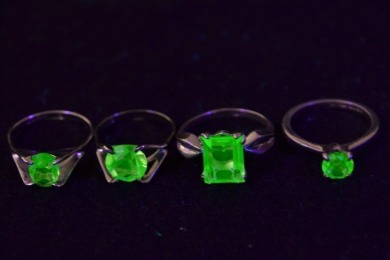 Uranium Glass - Jewellery - Rings x 4
