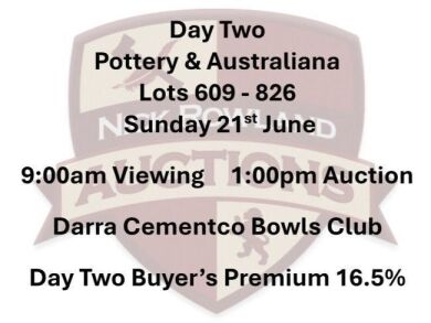 Day Two - 10am Sunday Lots 609 - 826 - 16.5% Buyer Premium