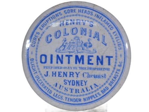 Chemist - Potlid - Henry's Colonial Ointment