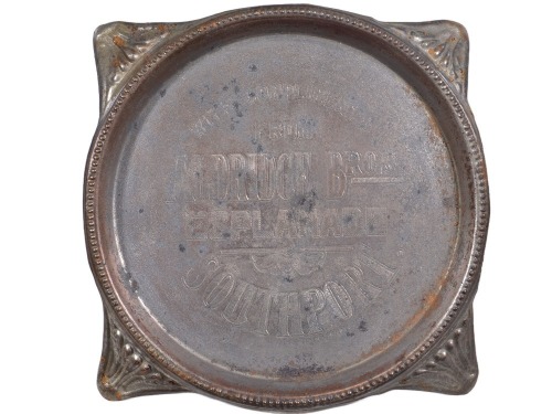 Advertising trivet - Aldridge Bros., Southport