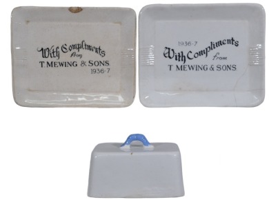 Advertising Items - T. Mewing & Sons Butter Dishes x 2 (Brisbane)