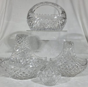 Crystal and cut glass Baskets X 4