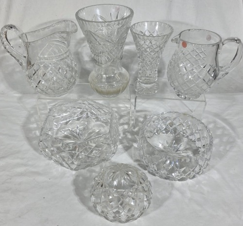 Crystal and cut glass group X 7