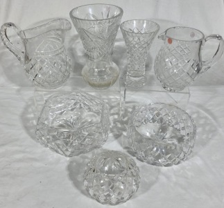 Crystal and cut glass group X 7