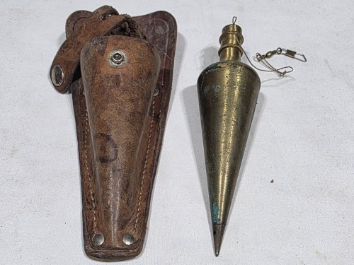Tools - Plumb Bob - Brass Plumbob w/ Leather pouch