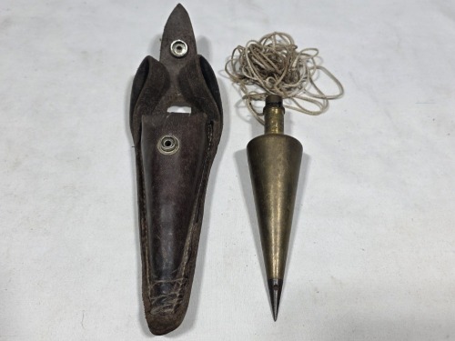Tools - Plumb Bob - Brass Plumbob w/ Leather pouch